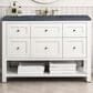 James Martin Breckenridge 48" Single Bathroom Vanity in Bright White with 3 cm Charcoal Soapstone Quartz Top and Rectangular Sink, , large