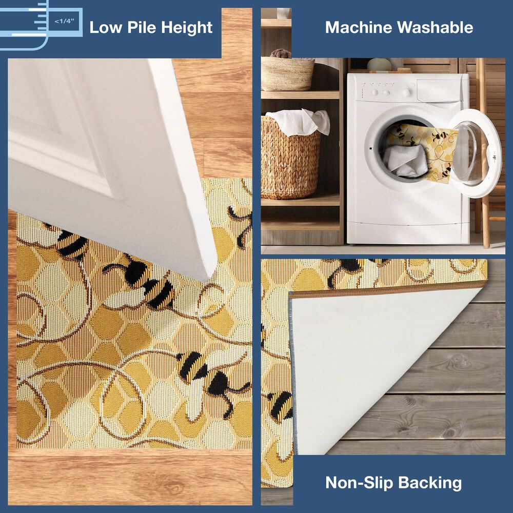 Trans-Ocean Import Liora Manne Esencia Bee Honey 2&#39; x 2&#39;10&quot; Indoor/Outdoor Area Rug, , large