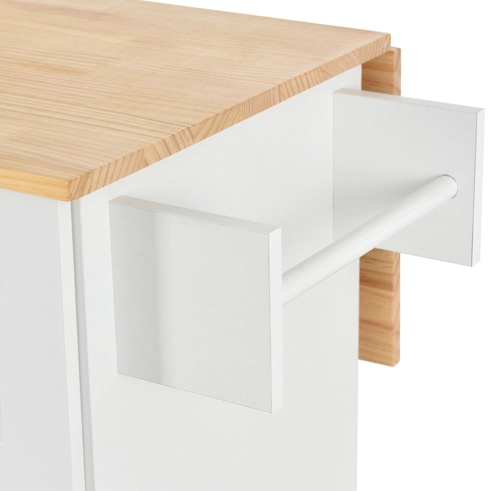HOMLUX 53" Rolling Mobile Kitchen Island with Solid Wood Top and Locking Wheels in White, , large