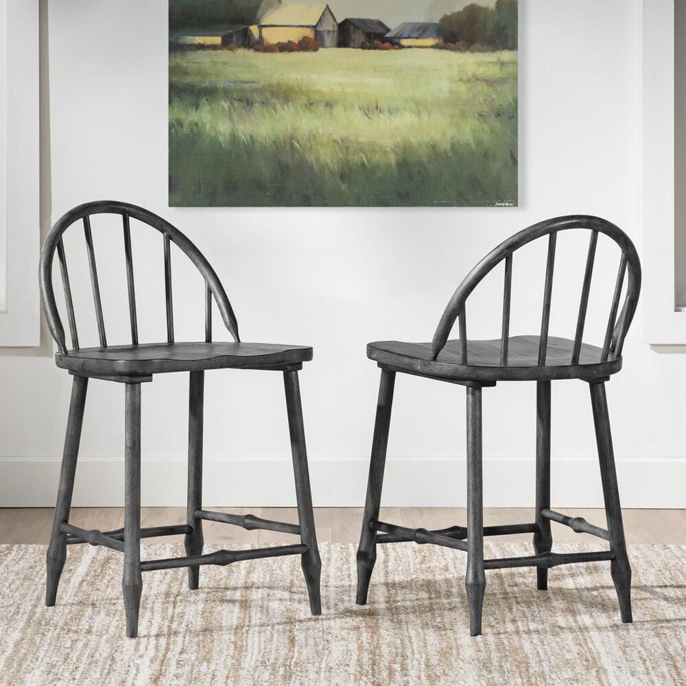 Legacy Classic Vintage Market 7-Piece Counter Height Dining Set in Barnwood Oak and Kettle Black, , large