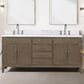 Lexora Home Laurel 72" Double Bathroom Vanity in Grey Oak with White Carrara Marble Top and Rectangular Sinks, , large