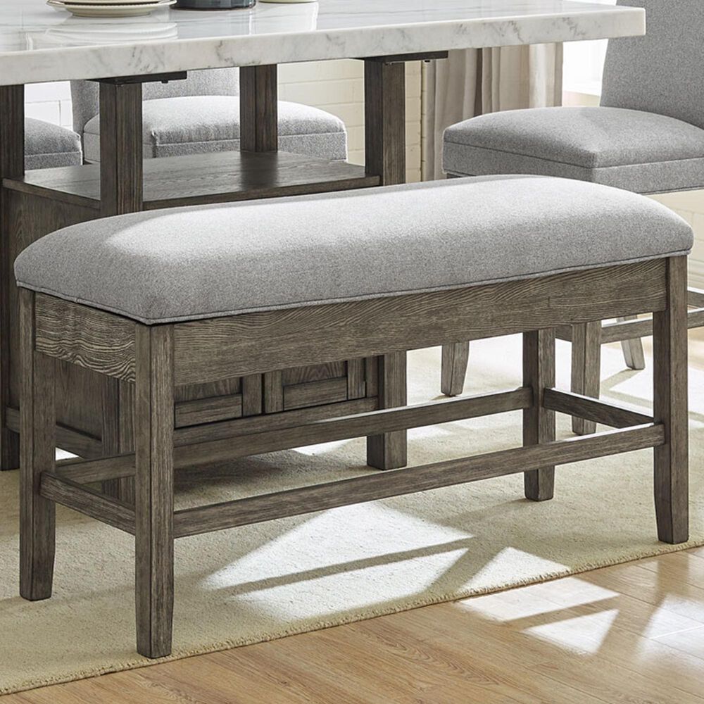 Crystal City Grayson Counter Height Storage Bench in Driftwood