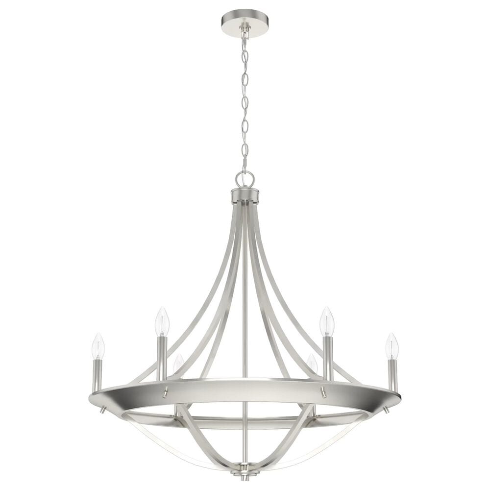 Hunter Perch Point 6-Light Chandelier in Brushed Nickel, , large