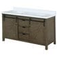 Lexora Home Marsyas 60" Double Bathroom Vanity in Rustic Brown with White Quartz Top and Rectangular Sinks, , large