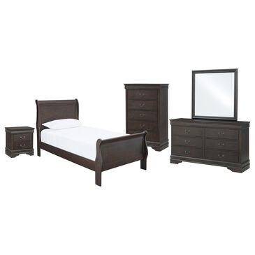 Signature Design by Ashley Leewarden 5 Piece Twin Bedroom Set in Dark Brown, , large
