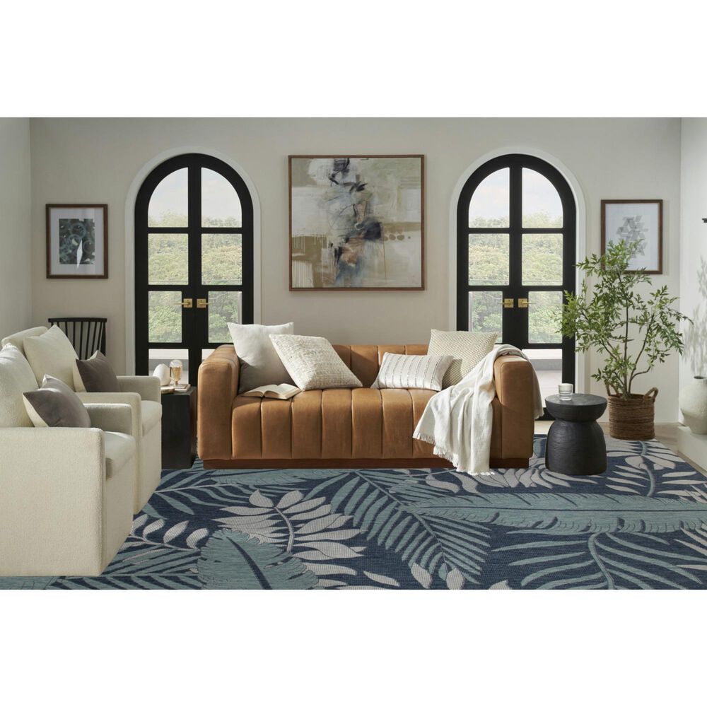 Nourison Garden Oasis GOA02 Navy 10&#39; x 14&#39; Indoor/Outdoor Area Rug, , large