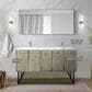 Lexora Home Lancy 60" Double Bathroom Vanity in Rustic Acacia with 2 cm White Quartz Top and Rectangular Sinks, , large