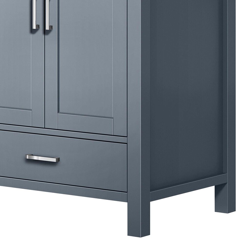 Lexora Home Jacques 30&quot; Single Bathroom Vanity in Dark Grey with 2 cm White Carrara Marble Top and Rectangular Sink, , large