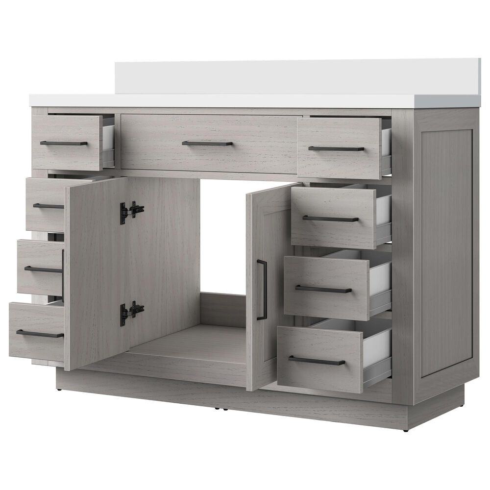 Lexora Home Abbey 48&quot; Single Bathroom Vanity in White Oak with 2 cm White Quartz Top and Rectangular Sink, , large