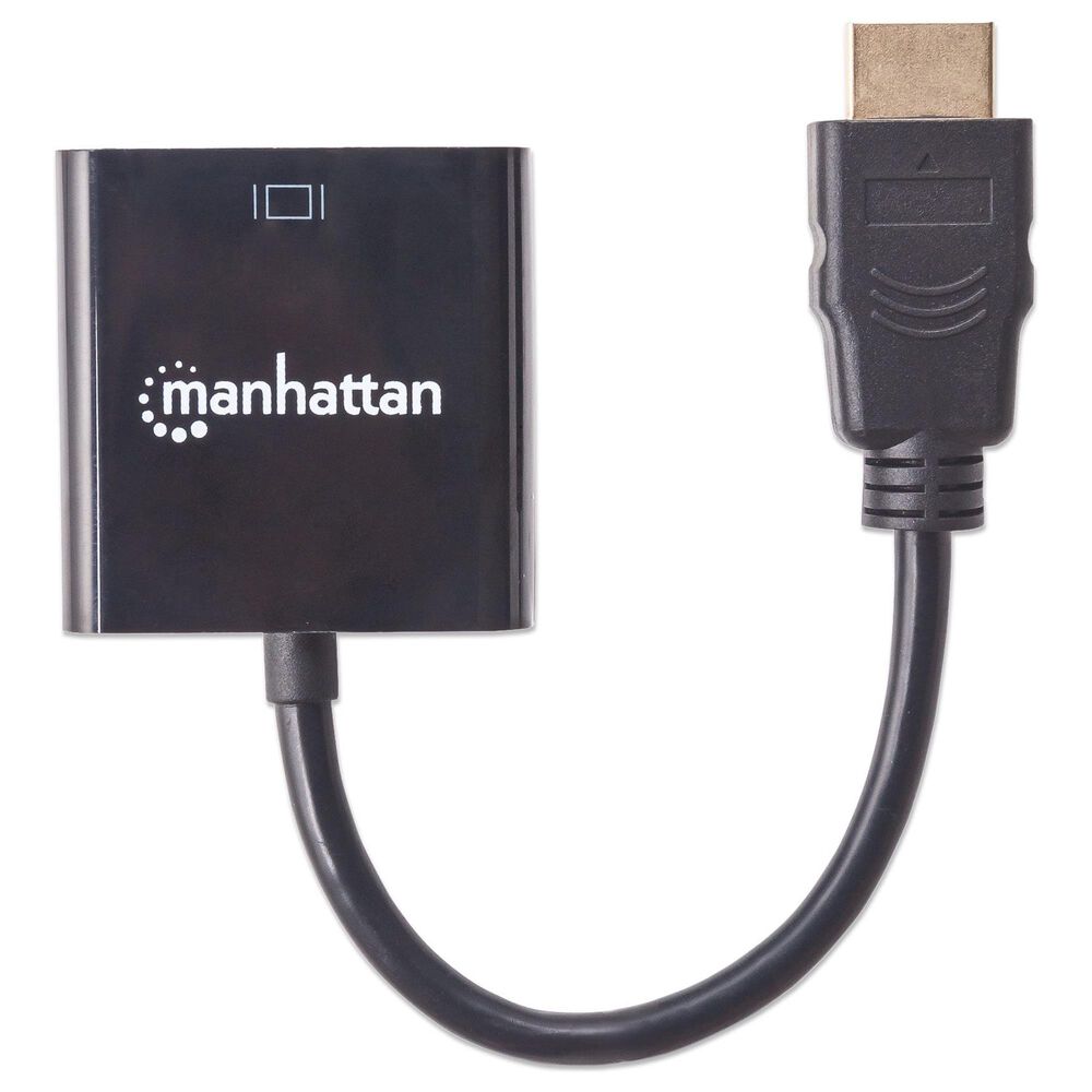 Manhattan HDMI Male to VGA Female, Optional USB Micro-B Power Port in Black, , large