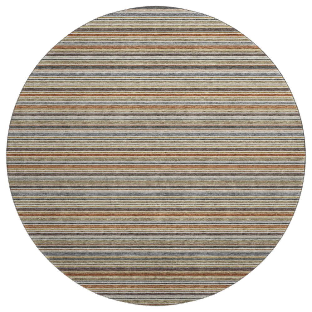 Dalyn Rug Company Soft Essentials Striped Earth 8" Round Indoor/Outdoor Area Rug, , large