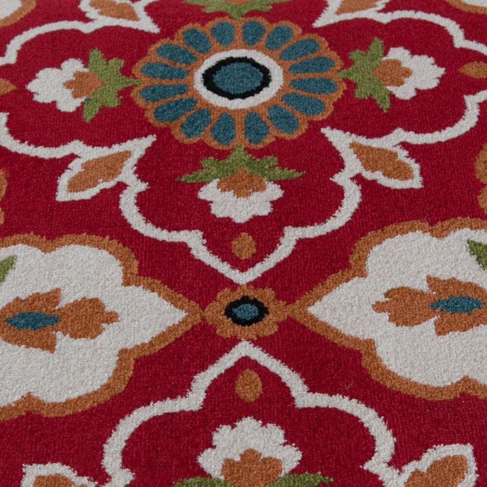 Central Oriental Terrace Tropic Bluffton 8&#39;8&quot; x 11&#39;10&quot; Coral and Snow Area Rug, , large