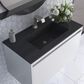 James Martin Mantova 35.4" Single Mounted Bathroom Vanity in Glossy White with 2 cm Charcoal Black Resin Countertop and Rectangular Sink, , large