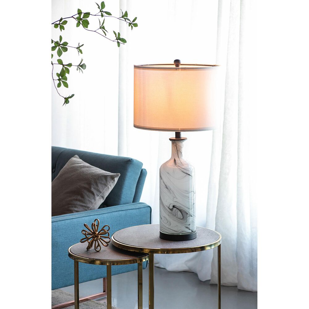 A&amp;B Home Sarris Swirl Table Lamp in Gray and White, , large