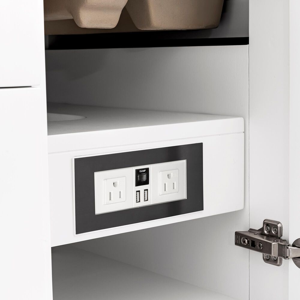 James Martin Vanities Breckenridge 72" Double Bathroom Vanity in Bright White with 3 cm Eternal Jasmine Pearl Silestone Top, Rectangular Sinks and FreePower Wireless Charger, , large