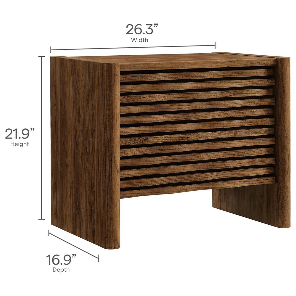Modway Emric Wave 2 Drawer Nightstand in Walnut, , large