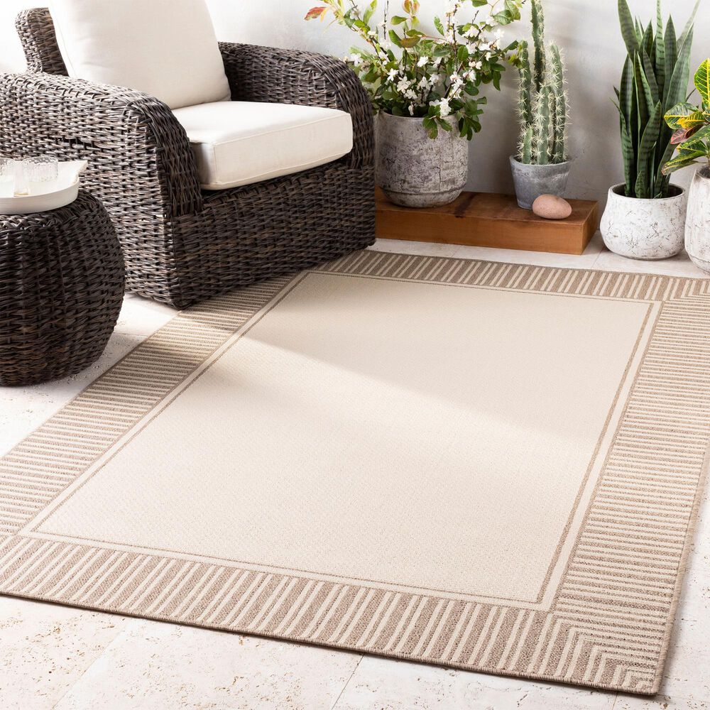 Surya Alfresco 5&#39;3&quot; x 7&#39;7&quot; Brown and Beige Indoor/Outdoor Area Rug, , large