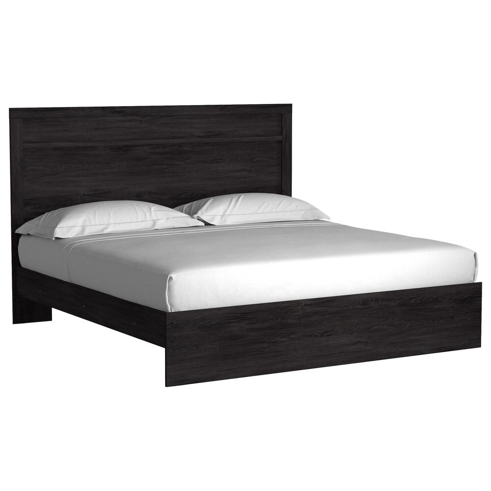 Ashley Belachime King Panel Bed with Two Nightstands in Dark Charcoal, , large