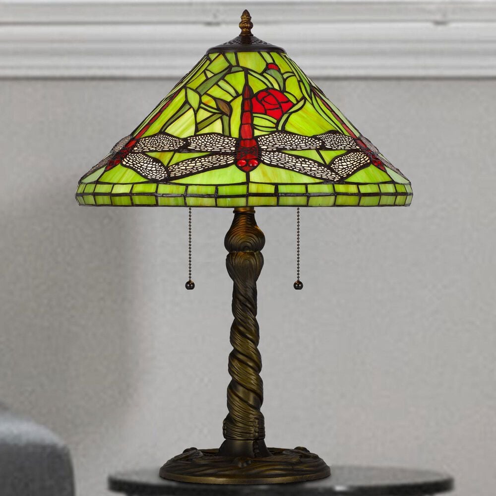 Cal Lighting 24" Tiffany Table Lamp in Antique Brass, , large