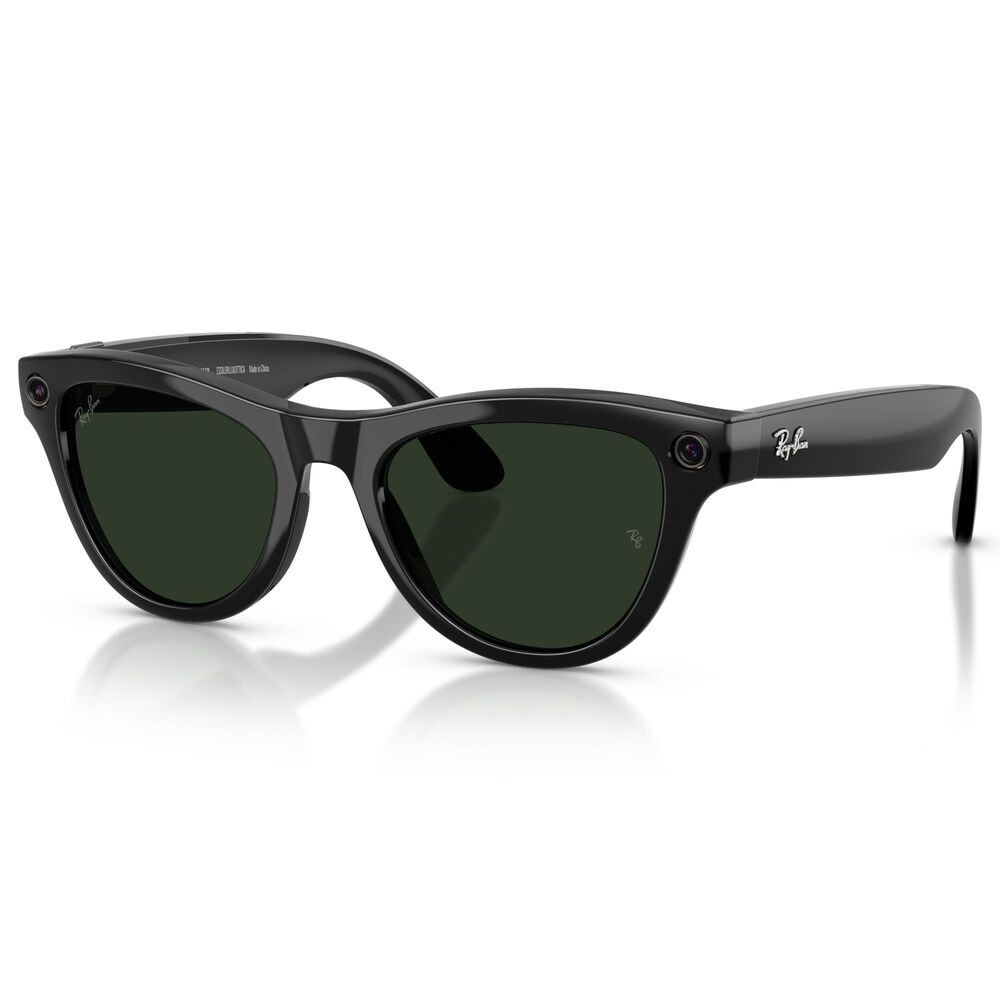 Rayban Glasses Skyler Gen 2 Sunglasses with Graphite Green Transitions Lenses in Shiny Black, , large