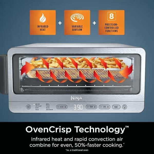Ninja Flip Toaster Oven and Air Fryer in Stainless Steel and Black