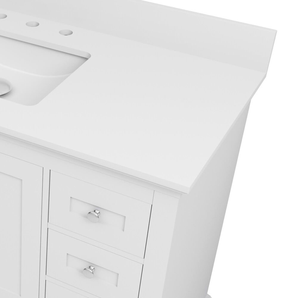 Lexora Home Dukes 48" Single Bathroom Vanity in White with 2 cm White Quartz Top and Rectangular Sink, , large