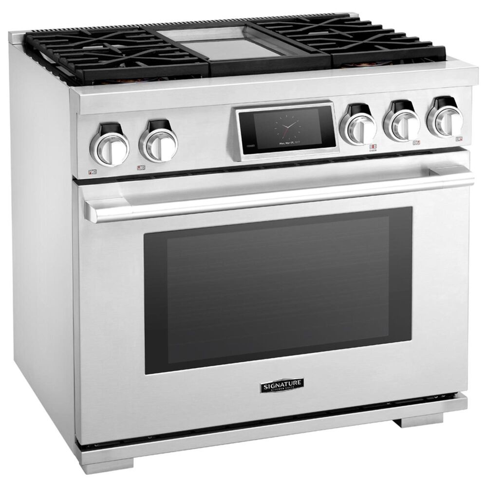 Signature Kitchen Suite 36&quot; Gas Range with 4-Burner Griddle in Stainless Steel, , large