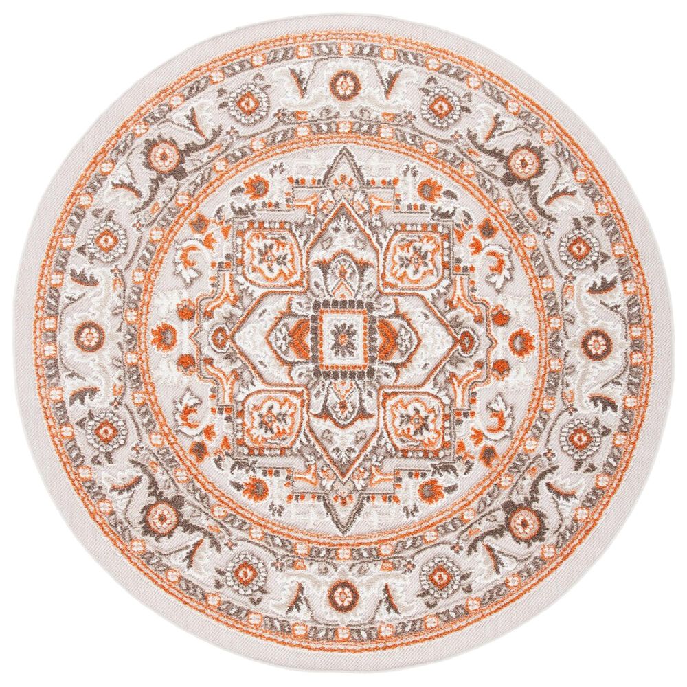 Safavieh Cabana CBN680B 4" Round Beige and Orange Indoor/Outdoor Area Performance Rug, , large