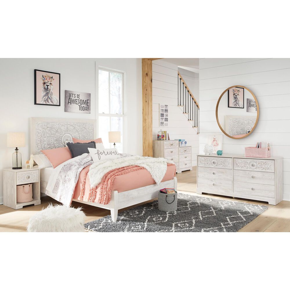Ashley Paxberry 59&quot; 6-Drawer Dresser in Whitewash, , large