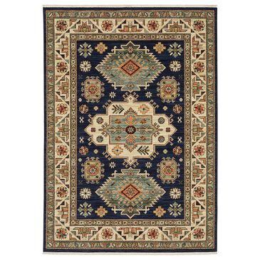 Oriental Weavers Lilihan Medallion Border 5"3" x 7"6" Navy Area Rug, , large