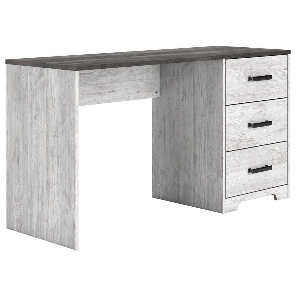 Ashley Shawburn 3-Drawer Home Office Desk in White and Dark Charcoal Gray, , large