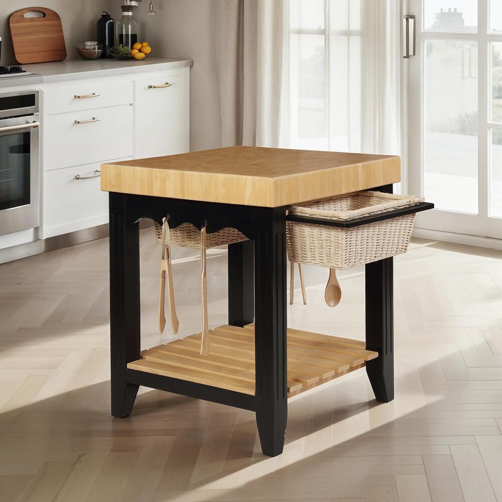 Linon Home Decor Kolton Kitchen Island in Black and Natural, , large