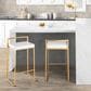 Lumisource Fuji High Back Counter Stool with White Faux Leather Cushion in Gold (Set of 2), , large