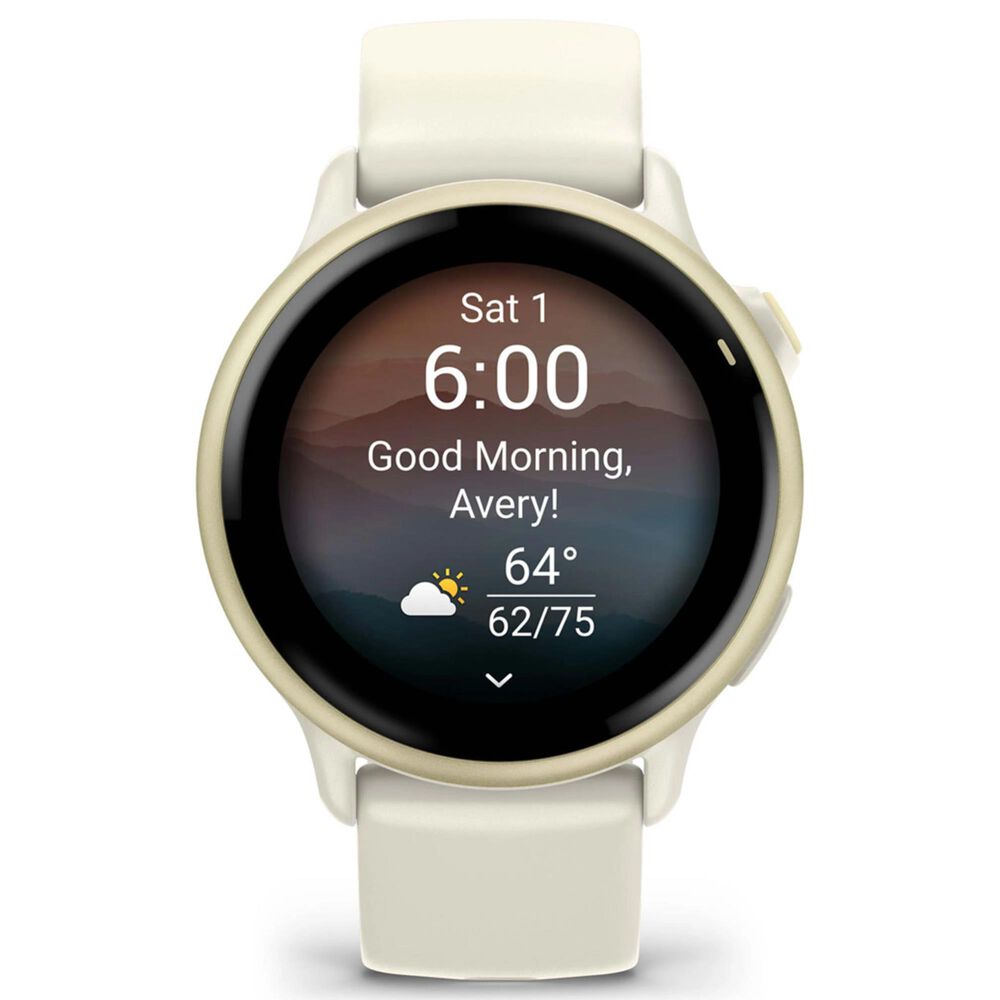 Garmin Vivoactive 6 Smartwatch 42mm Lunar Gold Aluminum Case with Bone Band, , large