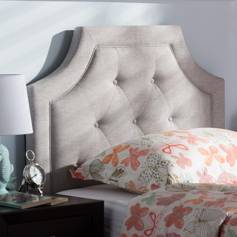 Baxton Studio Mars Twin Upholstered Panel Headboard in Greyish Beige, , large