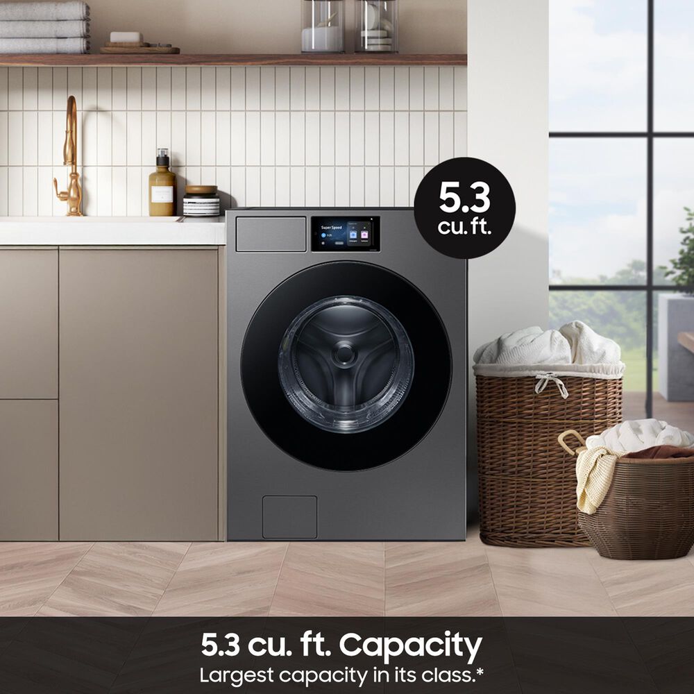 Samsung Bespoke 5.3 Cu. Ft. Front Load Washer in Dark Steel, , large