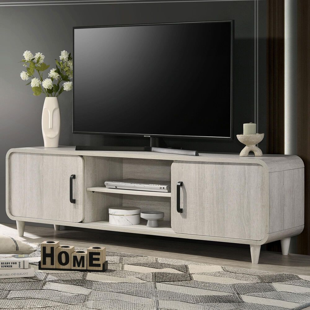 Crown Mark Nyomi 71" TV Stand in White, , large