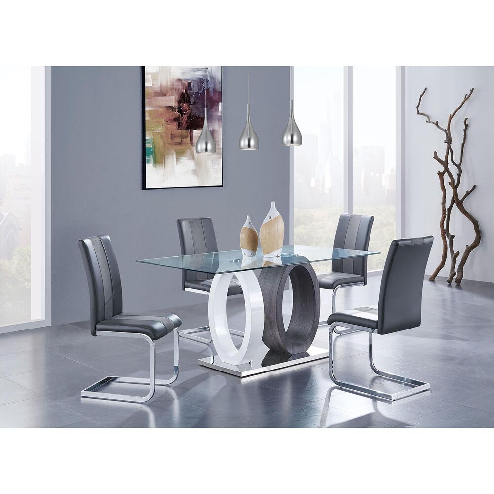 Global Furniture USA Dining Table in White, Silver, Dark Grey and Clear - Table Only, , large