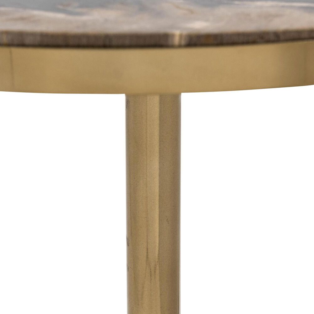 Classic Home Jordyn 18" Round Accent Table in Molten Husk and Brass, , large