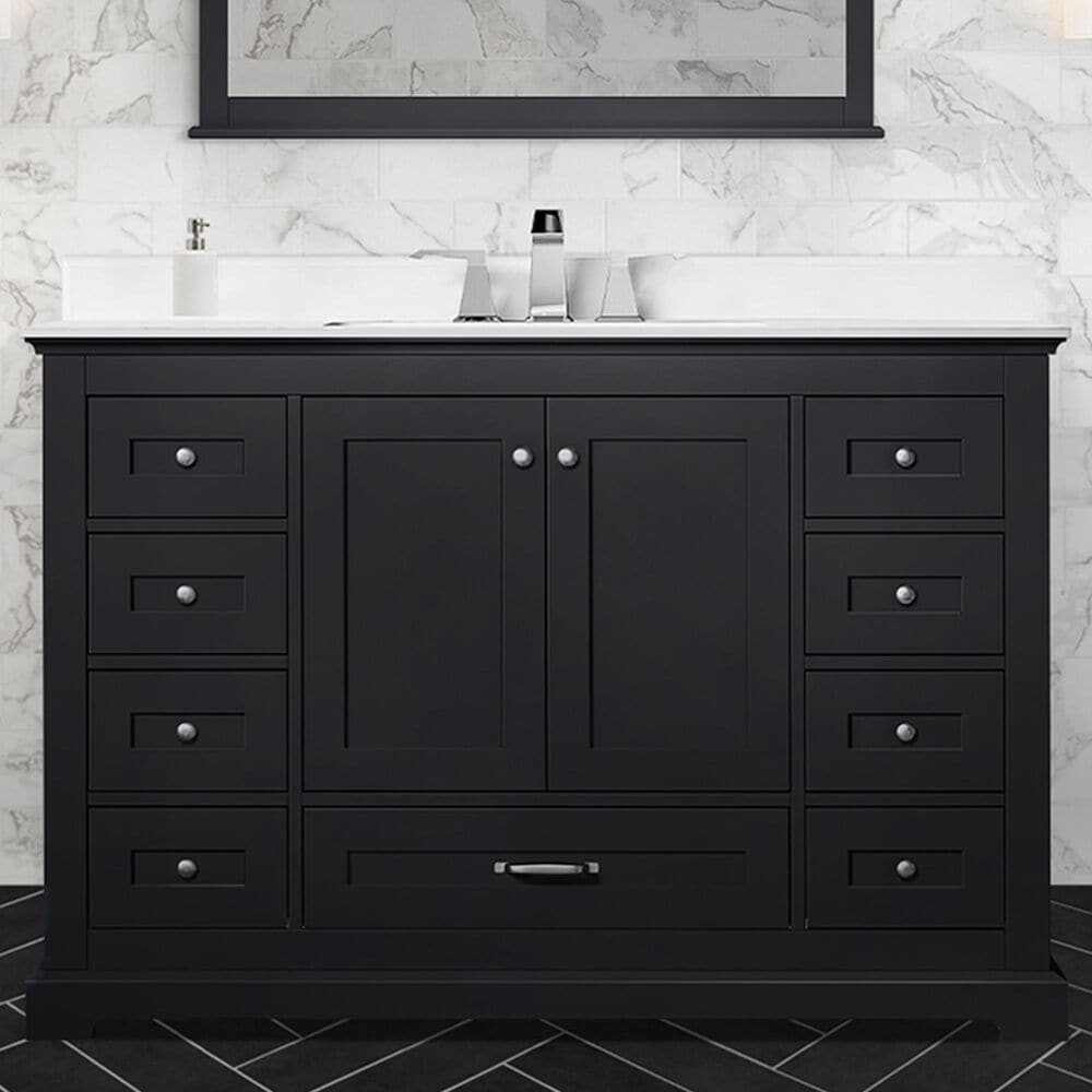 Lexora Home Dukes 48&quot; Single Bathroom Vanity in Espresso with 2 cm White Cultured Marble Top and Rectangular Sink, , large