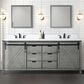 Lexora Home Marsyas 80" Double Bathroom Vanity in Ash Grey with 2 cm White Cultured Marble Top and Rectangular Sinks, , large