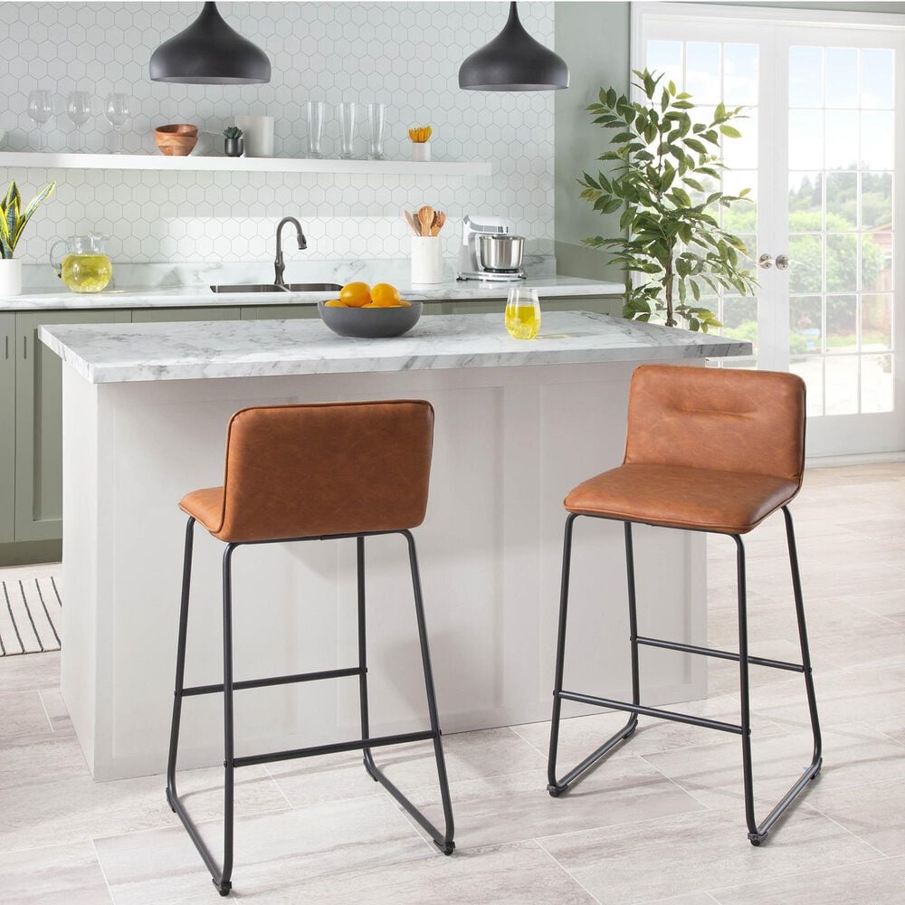 Lumisource Casper Counter Stool in Camel/Black &#40;Set of 2&#41;, , large