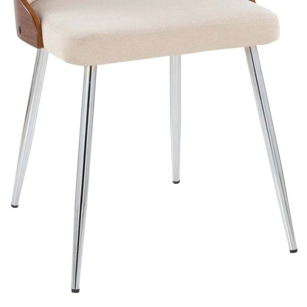 Lumisource Anabelle Side Chair with Cream Cushion in Chrome and Walnut &#40;Set of 2&#41;, , large