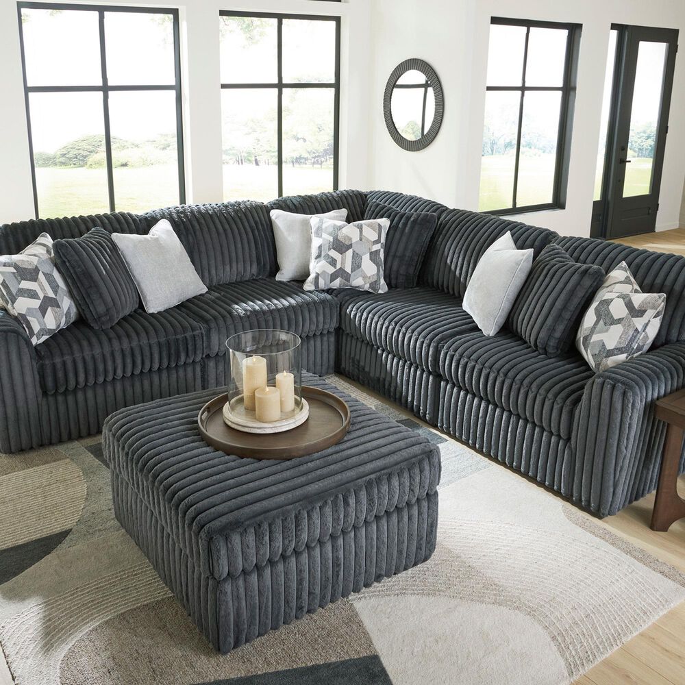 Ashley Midnight-Madness Oversized Ottoman in Gunmetal, , large