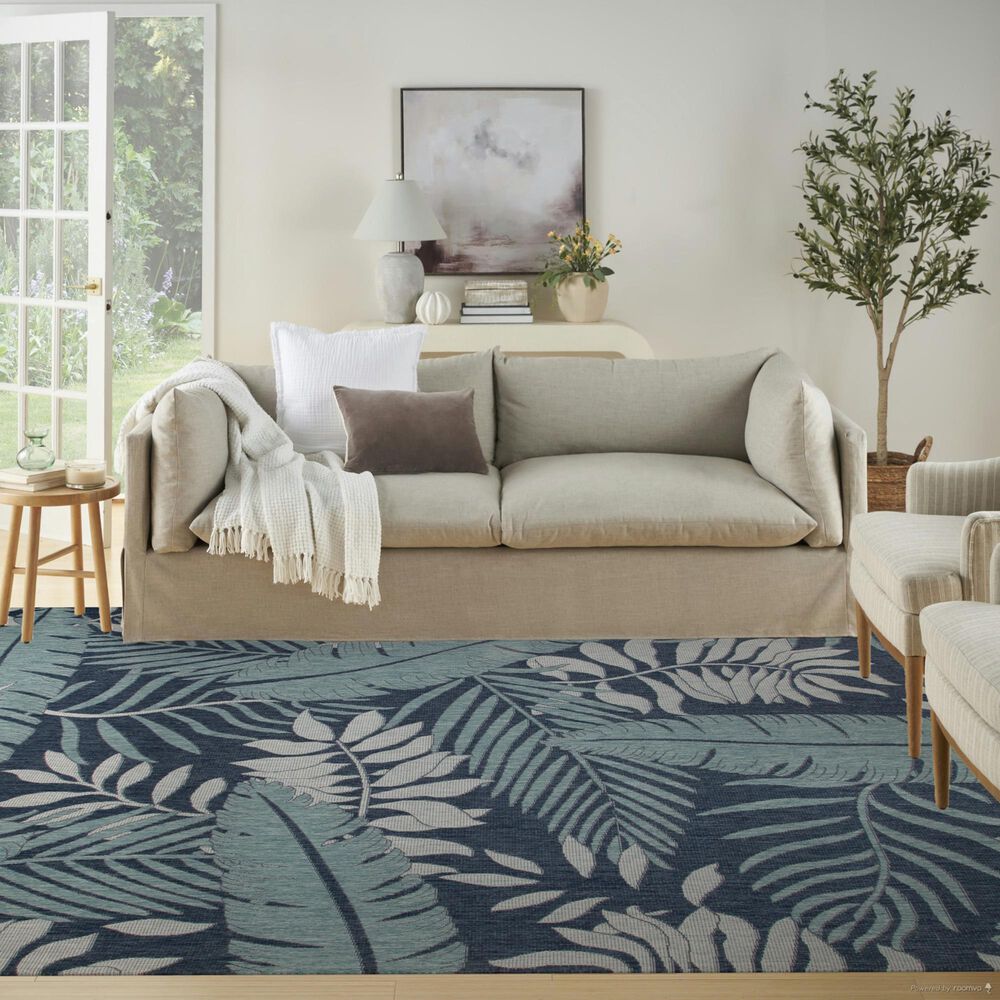 Nourison Garden Oasis GOA02 Navy 8&#39; x 10&#39; Indoor/Outdoor Area Rug, , large