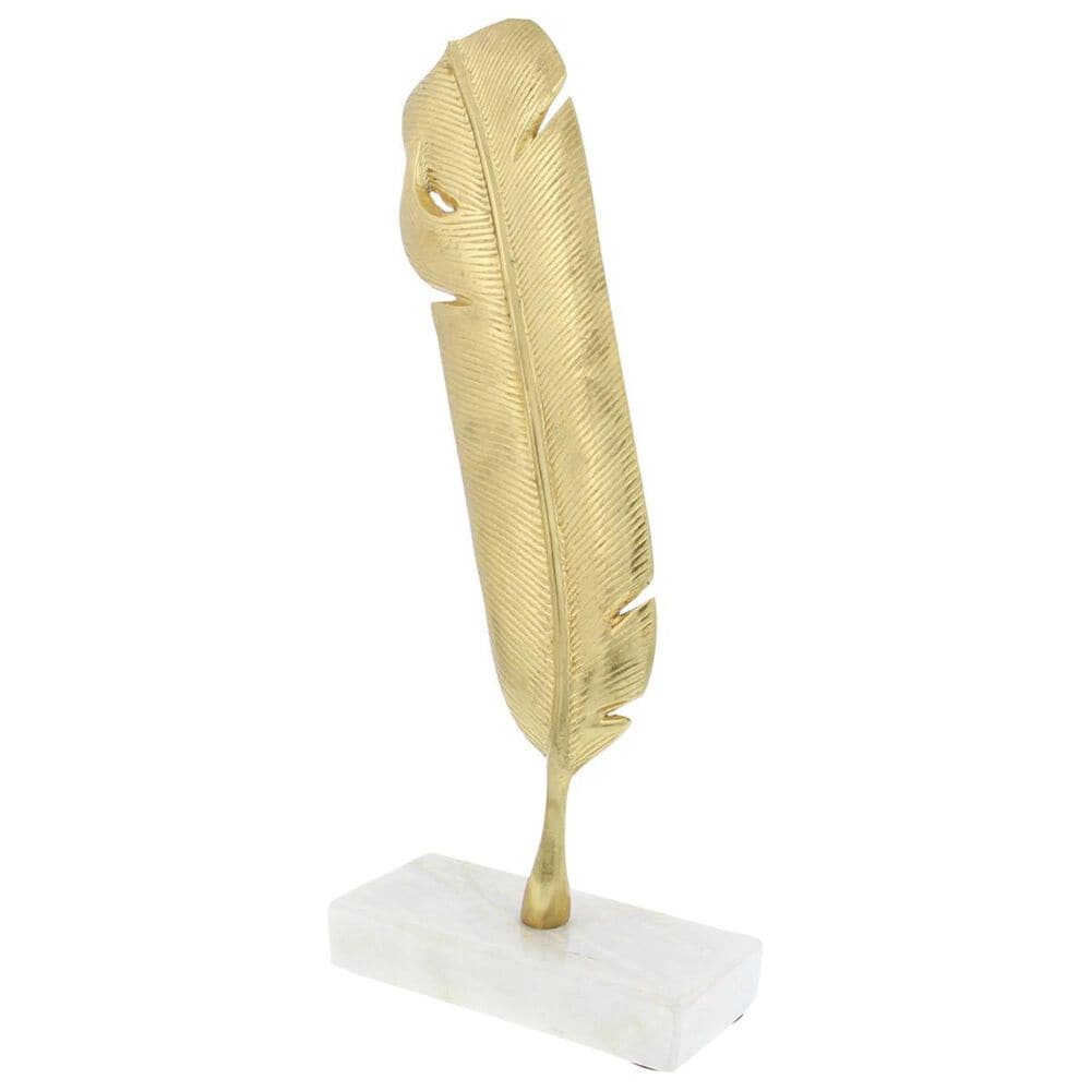 Maple and Jade 12" Tall Feather Sculpture in Gold, , large
