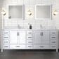 Lexora Home Jacques 84" Double Bathroom Vanity in White with 2 cm White Carrara Marble Top and Rectangular Sinks, , large