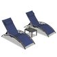 HOMLUX 3-Piece Standard Patio Chaise Lounge Set in Navy Blue, , large
