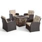 Noble House St. Marta 5-Piece Patio Fire Pit Chat Set in Beige, , large