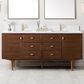 James Martin Vanities Amberly 72" Double Bathroom Vanity in Mid-Century Walnut with Single Hole 3 cm White Zeus Quartz Top and Rectangular Sinks, , large